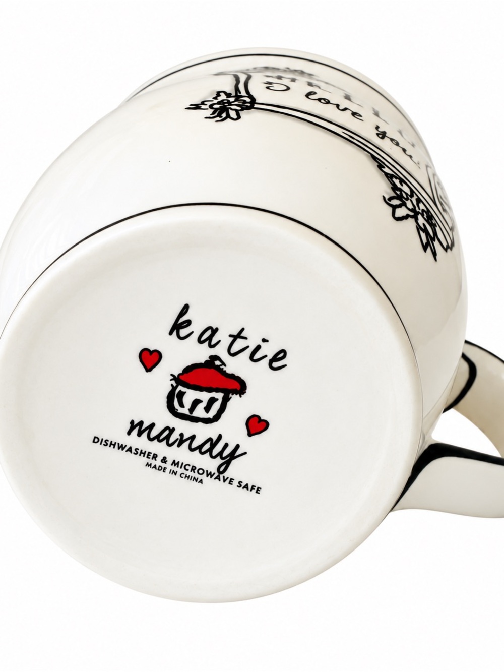 Anthropologie Katie Mandy Hello I Love You Red Stripe Mug 14 Oz - Picture 6 of 7